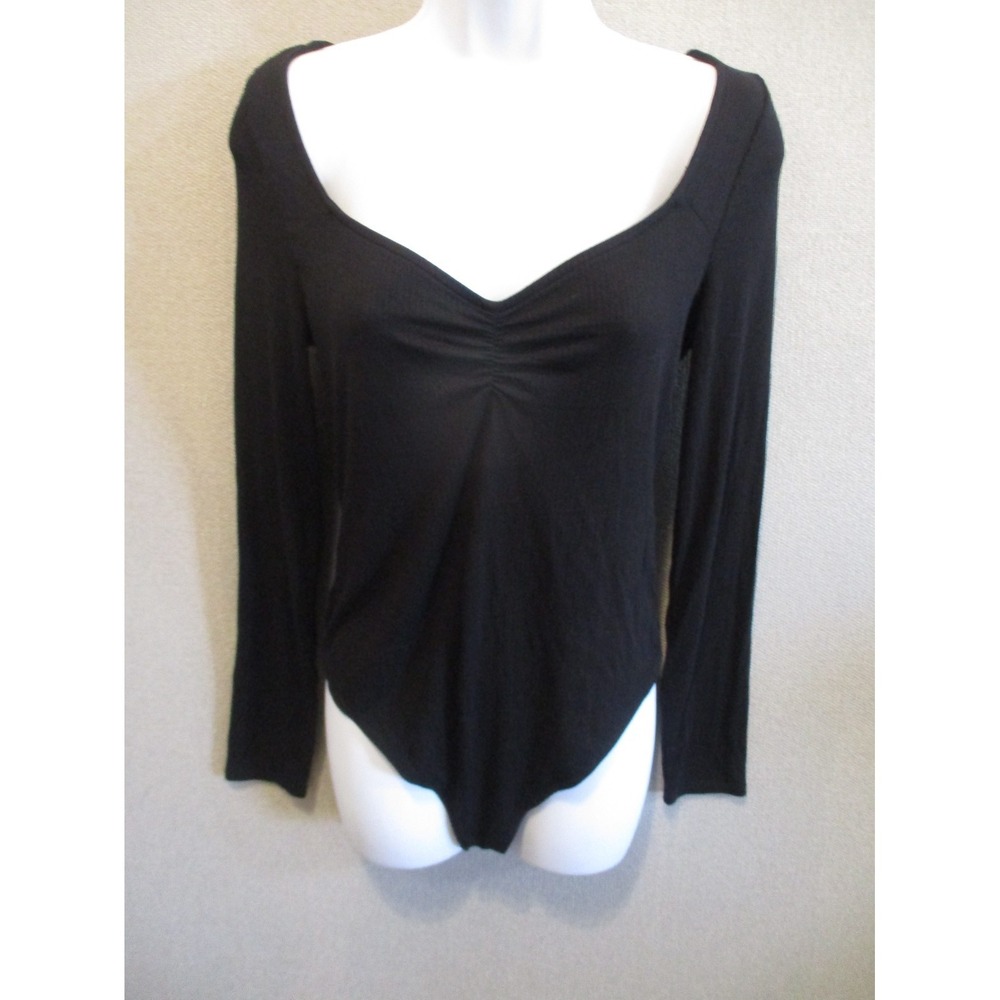 Banana Republic Black Long Sleeve Ribbed Bodysuit Size Medium NWT